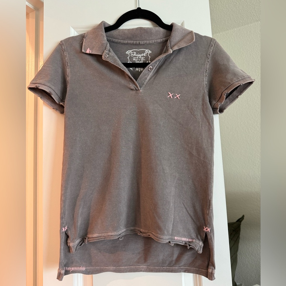 PROJECT E • vintage look polo,size small, worn once